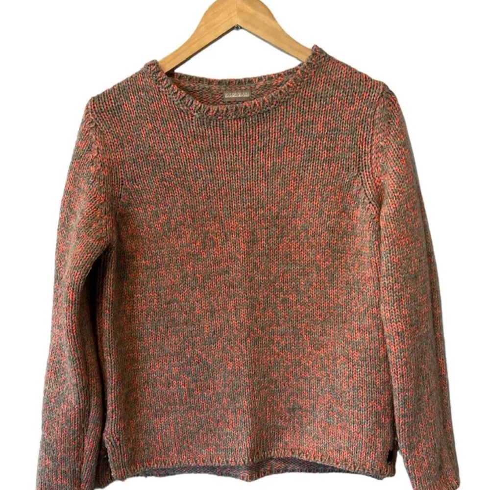 Napapijri marked pink grey Alpaca wool blend zipper shoulder sweater size S